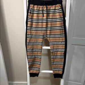 Burberry Striped Sweatpants - Black, Tan, Red, White